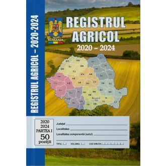 Registru agricol 2020-2024, format X4, pentru 50 de gospodarii, COPERTA TIPARITA