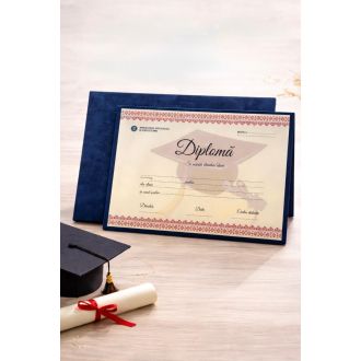 Pachet Medalie Absolvent 2026 + Certificat de absolvent gradinita/ciclul primar cu suport premium din catifea + toca absolvire 2026