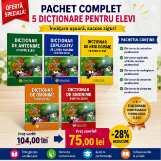 Pachet 5 dictionare - Neologisme, Sinonime, Omonime, Explicativ al limbii romane, Antonime
